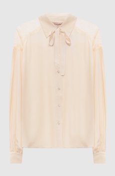 Бежевая блуза с кружевом