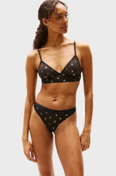 Женский черный бюстгальтер с узором LONGLINE TRIANGLE (EXT. SIZE) Черный XS Tommy Hilfiger UW0UW05542