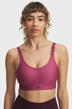 Женский розовый топ UA Infinity Mid 2.0 Bra Розовый L (D-DD) Under Armour 1384123-659