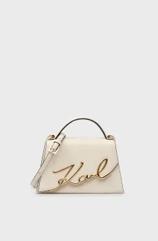 Женская белая кожаная сумка K SIGNATURE 2.0 SM CROSSBODY Белый ONESIZE Karl Lagerfeld 240W3004