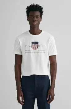 Мужская белая футболка REG ARCHIVE SHIELD SS Белый S Gant 2003199