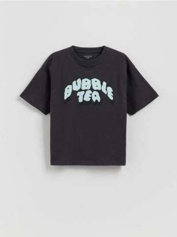 Reserved - Бавовняна футболка з принтом - темно-сірий - 098FH-90X