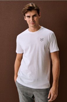 Бавовняна футболка з принтом - білий