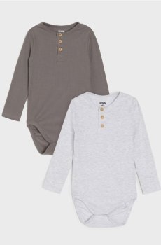 Ребристе боді 2 штуки - сірий
