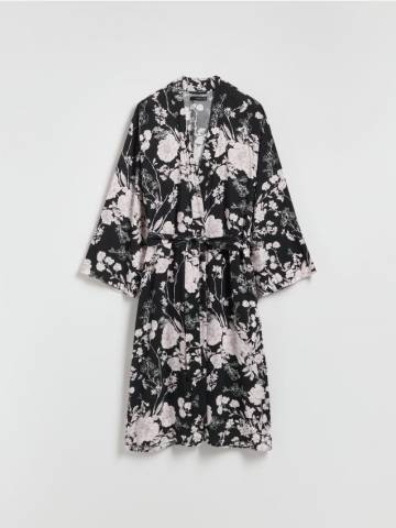 Reserved - Халат із візерунком із віскози - чорний - 930EX-99X