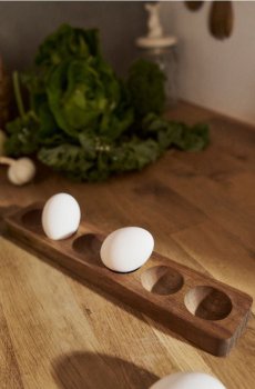 Дерев’яний піднос для подавання яєць - бежевий