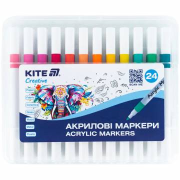 Набір маркерів Kite Creative акрилових 24 кольори (K-1157) Набір маркерів Kite Creative акрилових 24 кольори (K-1157)