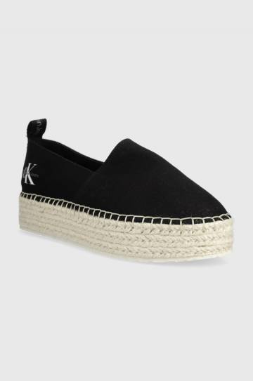 Эспадрильи Calvin Klein Jeans PLATFORM ESPADRILLE ML BTW цвет чёрный на платформе Эспадрильи Calvin Klein Jeans PLATFORM ESPADRILLE ML BTW цвет чёрный на платформе