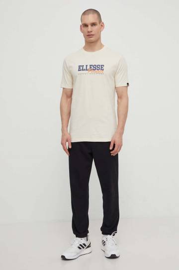 Хлопковая футболка Ellesse Zagda T-Shirt мужская цвет бежевый с принтом SHV20122 Хлопковая футболка Ellesse Zagda T-Shirt мужская цвет бежевый с принтом SHV20122