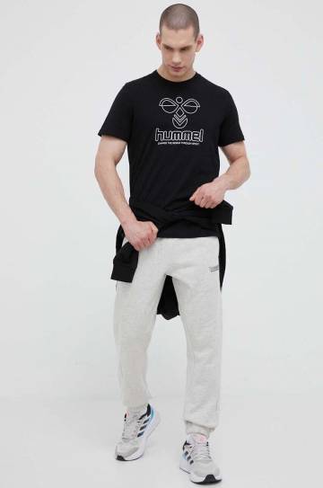 Хлопковые спортивные штаны Hummel цвет серый однотонные Хлопковые спортивные штаны Hummel цвет серый однотонные