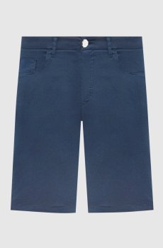 Шорты синего цвета с вышивкой логотипа монограммы