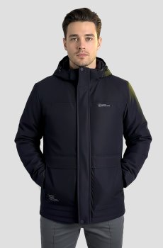 Синяя демисезонная куртка с капюшоном DV-105-Blue