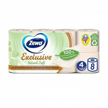 Туалетная бумага Zewa Exclusive Natural Soft белая, 4-слойная 150 отрывов, 8 рулонов Туалетная бумага Zewa Exclusive Natural Soft белая, 4-слойная 150 отрывов, 8 рулонов