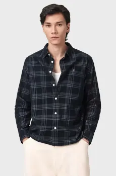 Мужская черная рубашка в клетку ROCKLEY Черный L AllSaints M009SE