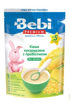 Детская кукурузная безмолочная каша Bebi Premium с пребиотиком, от 5 месяцев, 200 г