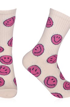 Женские носки AmiGA с розовыми смайлами, размер 23-25