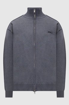 Серый кардиган с вышивкой логотипа