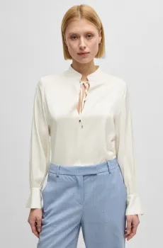 Женская белая шелковая блуза Белый 34 BOSS 50538492;118