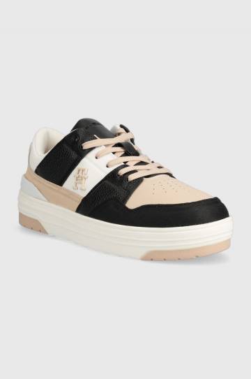 Кожаные кроссовки Tommy Hilfiger TH PREMIUM LO BASKET SNEAKER цвет белый FW0FW07564 Кожаные кроссовки Tommy Hilfiger TH PREMIUM LO BASKET SNEAKER цвет белый FW0FW07564