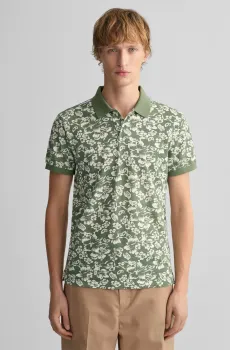 Мужское зеленое поло с узором FLORAL PRINT SS PIQUE Зеленый S Gant 2022125