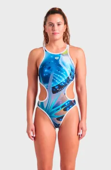 Женский синий купальник с узором ONE PRINT SWIMSUIT TECH BACK Синий 40 Arena 008835-150