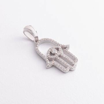 Серебряный кулон "Хамса" с фианитами 1185 Серебряный кулон "Хамса" с фианитами 1185