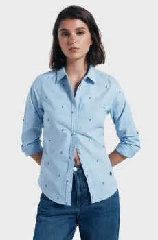 Женская голубая рубашка с узором Oxford Голубой 36 SPRINGFIELD 6792368