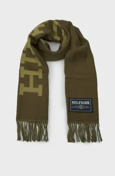 Мужской зеленый шерстяной шарф TH MONOTYPE WOOL SCARF Зеленый ONESIZE Tommy Hilfiger AM0AM12838