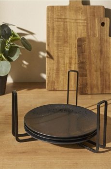 Кухонний органайзер для тарілок і мисок - чорний