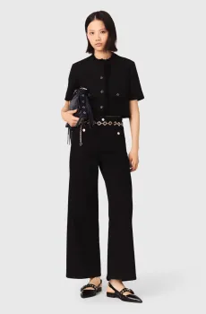 Женский черный твидовый жакет Черный 34 MAJE MFPVE00767_Black