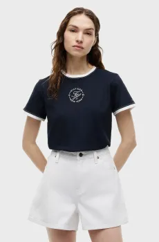 Женская темно-синяя футболка ROUNDAL Синий L Tommy Hilfiger WW0WW50032