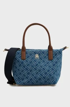 Женская синяя джинсовая сумка с узором POPETTE MINI TOTE Синий ONESIZE Tommy Hilfiger AW0AW18612