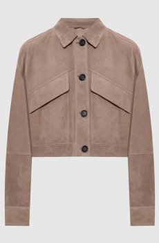 Коричневая замшевая куртка с цепочкой