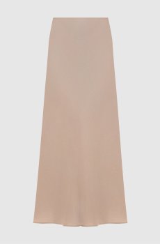 Бежевая юбка миди из шелка