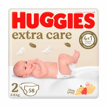 Подгузники Huggies Extra Care Jumbo размер 2 (3-6 кг), 58 шт Подгузники Huggies Extra Care Jumbo размер 2 (3-6 кг), 58 шт
