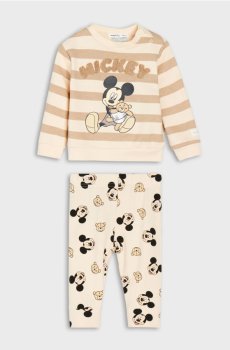 Бавовняний комплект: світшот і легінси Mickey Mouse - кремовий