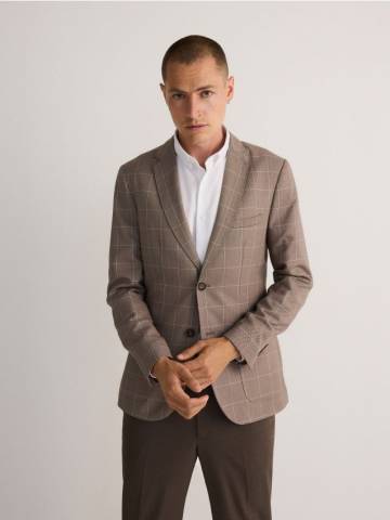 Reserved - Картатий блейзер slim fit - бежевий - 2615C-80P Reserved - Картатий блейзер slim fit - бежевий - 2615C-80P