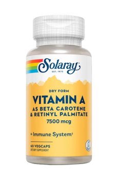 Витамин А Solaray Dry Form Vitamin A 7500 мкг, 60 вегетарианских капсул