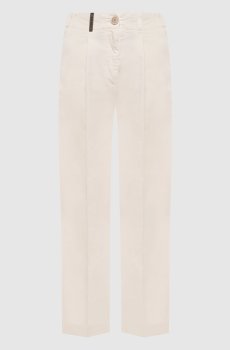 Брюки цвета айвори с брендовым патчем