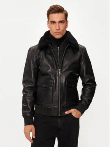 Milestone Шкіряна куртка Fabio 431073 21075 Чорний Regular Fit Milestone Шкіряна куртка Fabio 431073 21075 Чорний Regular Fit