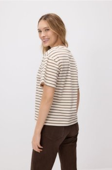 Reserved - Бавовняна футболка у смужку - пшеничний - 244HT-12X
