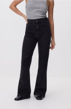 Reserved - Розкльошені джинси з коротшою штанинною - чорний - 714IH-99J