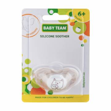 Пустышка Baby Team силиконовая, ортодонтическая, от 6 месяцев, бежевая (3011)