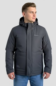 Мужская куртка серого цвета с капюшоном DV-105-Grey