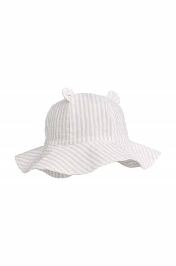 Детская хлопковая шляпа Liewood Amelia Seersucker Sun Hat With Ears цвет фиолетовый хлопковый Детская хлопковая шляпа Liewood Amelia Seersucker Sun Hat With Ears цвет фиолетовый хлопковый