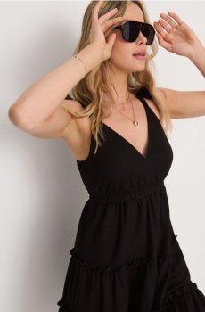 Міні сукня з ефектом ярусності з віскозою - чорний