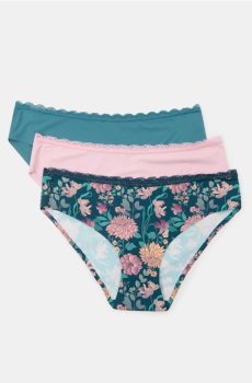 Класичні трусики, 3 пари - різнобарвний