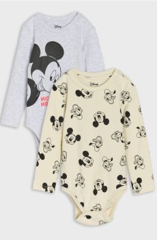 Бавовняні боді, 2 шт. Mickey Mouse - сірий