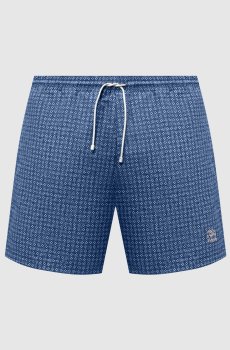 Синие шорты для плавания в брендовый принт