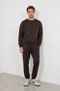 Кофта crewneck comfort fit з домішкою бавовни - пильно-коричневий